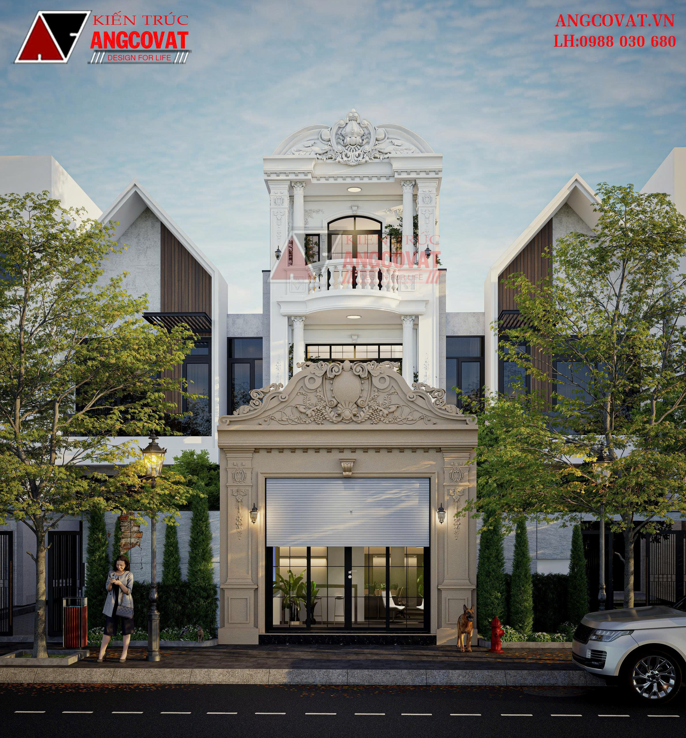 Hệ trụ cột kiên cố bố trí đối xứng tạo sự hài hòa, bề thế