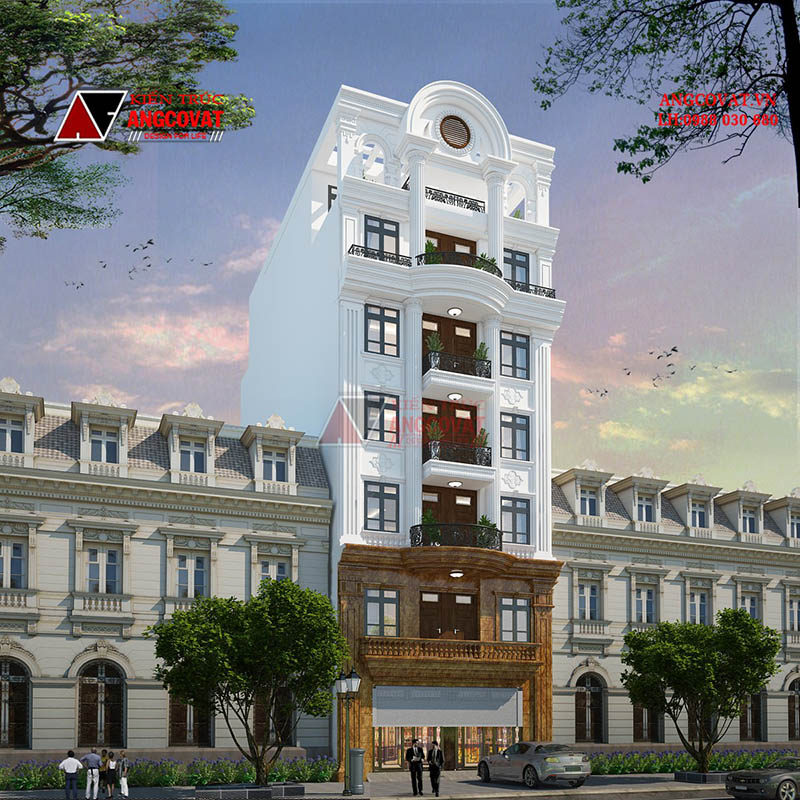 cải tạo mặt tiền nhà phố 7 tầng tân cổ điển ở Bắc Ninh