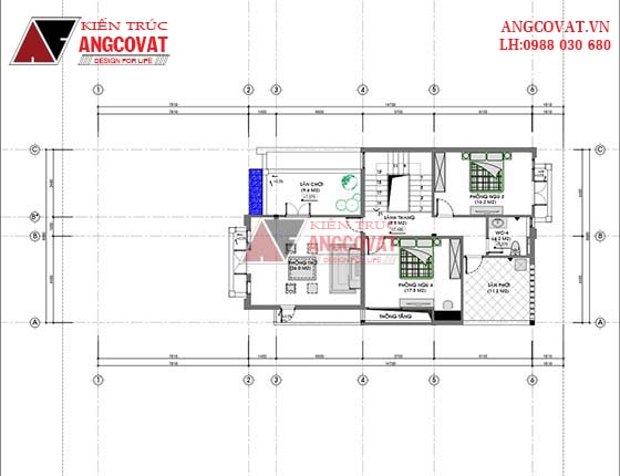 Mẫu thiết kế nhà mặt tiền 9m 3 tầng 5 phòng ngủ 150m2 5