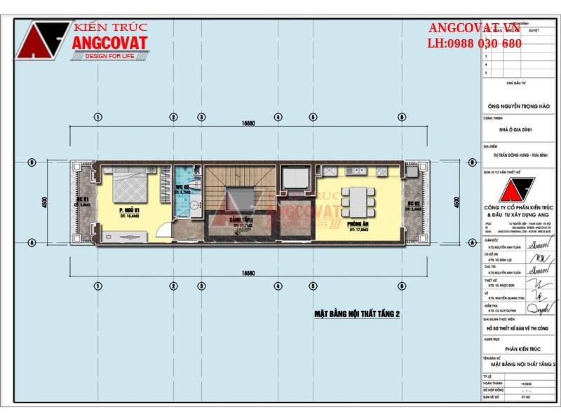 bản vẽ mặt bằng tầng 2 mẫu thiết kế nhà 4 5mx18m vừa ở vừa kinh doanh có 4 phòng ngủ