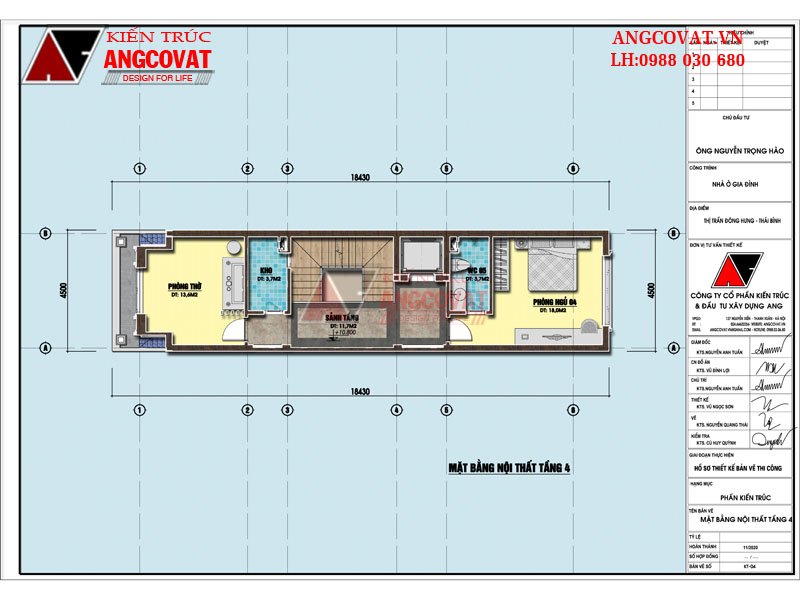bản vẽ công năng tầng 4 mẫu thiết kế nhà 4 5mx18m 4 phòng ngủ tân cổ điển