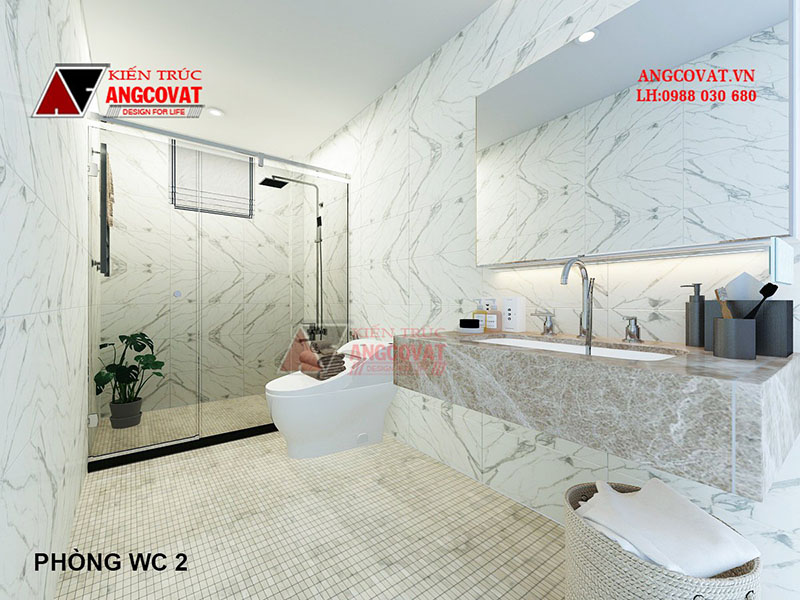 không gian phòng tắm trong thiết kế nội thất biệt thự hiện đại siêu sang