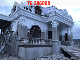 Thực tế quá trình xây dựng biệt thự cổ điển 1 tầng 300m2 đang hoàn thiện TC206089