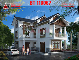Bản vẽ thiết kế nhà 2 tầng 1 tum đầy đủ diện tích 140m2 chữ L BT116067