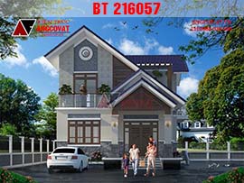 Hồ sơ thiết kế mẫu nhà 2 tầng 9x15m mái ngói đẹp ở nông thôn BT216057
