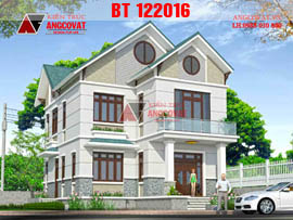 Thiết kế nhà biệt thự 2 tầng đơn giản 80m2 mặt tiền 8m BT122016