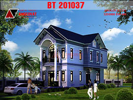 Tinh tế: Thiết kế nhà 2 tầng trên đất hình thang mặt tiền 8m phù hợp BT201037