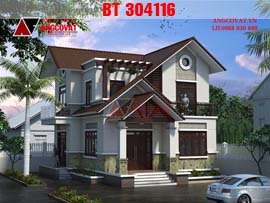 Thiết kế nhà 2 tầng mini hình vuông diện tích 80m2 Kim Sơn Ninh Bình BT304116