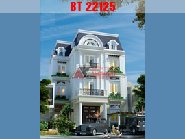 Hình ảnh kiến trúc nhà 3 tầng đẹp phong cách châu âu mặt tiền 10m BT22125