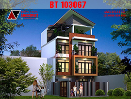 Kiến trúc sư Angcovat tư vấn mẫu thiết kế nhà 3 tầng mặt tiền 8m diện tích 70m2 hiện đại BT103067