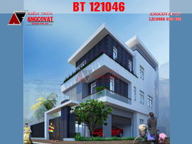 Thiết kế nhà 3 tầng 100m2 hiện đại trên ô đất 220m2 mặt tiền 10m 4 phòng ngủ BT121046