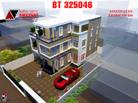 Mẫu thiết kế nhà 3 tầng 120m2 mặt tiền 10x13m 6 phòng ngủ hình chữ L BT325046