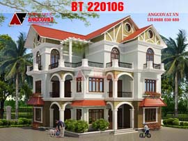 Nhà 3 tầng đẹp 2016 mái thái 2 mặt tiền  5 phòng ngủ khép kín BT220106
