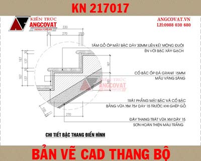 Bản vẽ cad thiết kế tính toán chi tiết cầu thang bộ KN217017