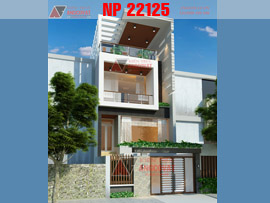 Thiết kế nhà phố 6x15m 4 tầng hiện đại mặt tiền 6m đẹp tại Thái Nguyên NP22125