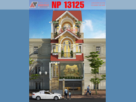 Thiết kế nhà phố cổ điển 4 tầng mặt tiền 6m 4 phòng ngủ diện tích 90m2 tại Thái Nguyên NP13125