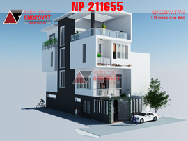 Phối cảnh nhà mặt tiền 6m 3 tầng 3 phòng ngủ đẹp hiện đại NP211655