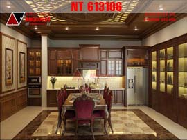 Thiết kế nội thất nhà 3 tầng phong cách tân cổ điển bằng gỗ tự nhiên NT613106