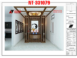 Chia sẻ trọn bộ hồ sơ thiết kế nội thất phòng thờ đẹp bằng gỗ diện tích 7m2 NT331079
