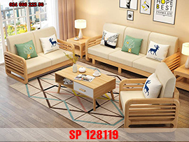 Thiết kế bàn ghế phòng khách gỗ đơn giản SP128119