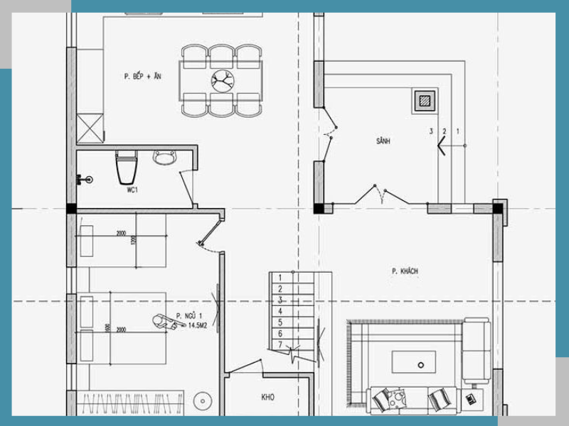 Mặt bằng công năng sử dụng tầng 1 nhà 2 tầng chữ L 120m2 3 phòng ngủ  Bản vẽ mặt bằng nhà 2 tầng chữ L tầng 1 có: phòng khách 20m2; sảnh chính 10m2, phòng ngủ 1 17m2; phòng bếp và ăn 13m2; wc1 3,7m2
