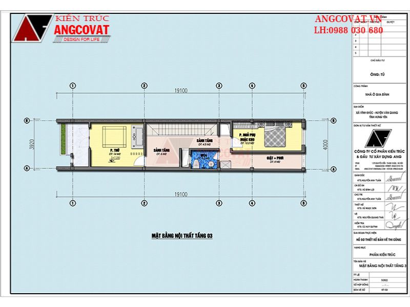 Công năng mặt bằng tầng 3 nhà 75m2 1 trệt 2 lầu