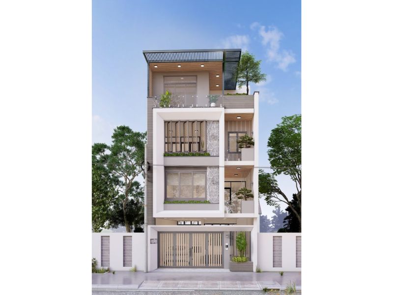 Không gian sống nhà 4 tầng mặt tiền 6.5m