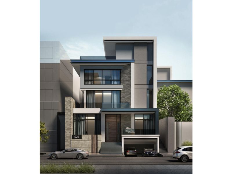 Kiến trúc biệt thự 4 tầng hiện đại gam màu đen