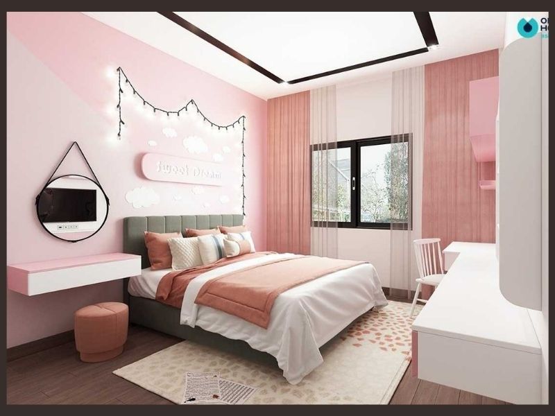 Mẫu phòng ngủ cho nhà mái nhật 1.5 tầng cho con gái ưu tiên ngoại thất thông minh