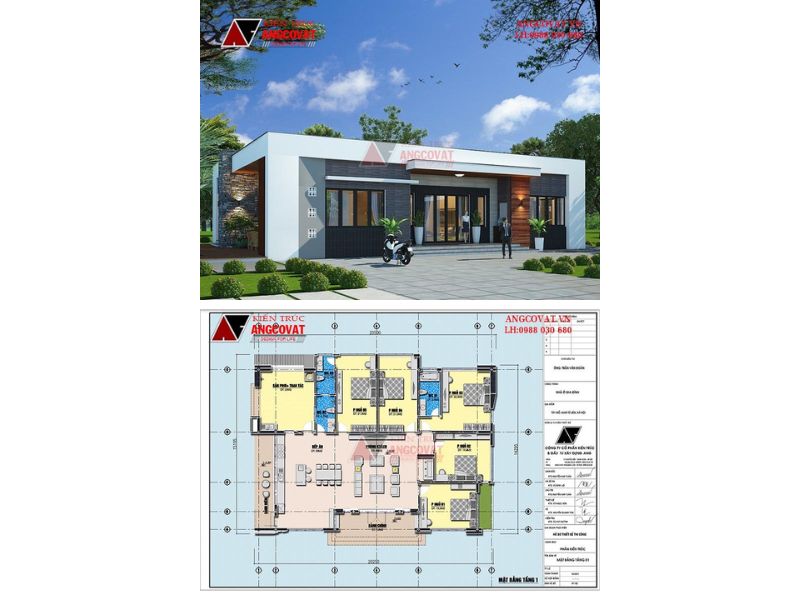 Mặt bằng biệt thự 1 tầng nghỉ dưỡng hiện đại 300m2