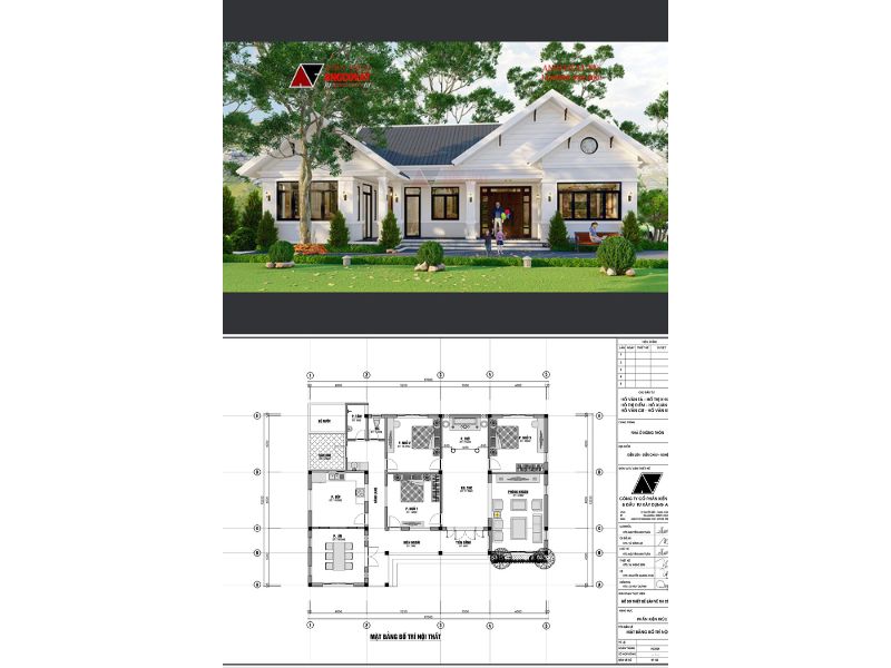 Mặt bằng biệt thự trệt 3 phòng ngủ