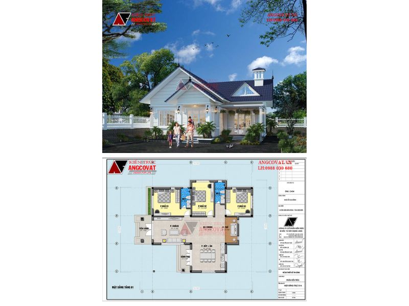 Mặt bằng biệt thự 1 tầng 137m2