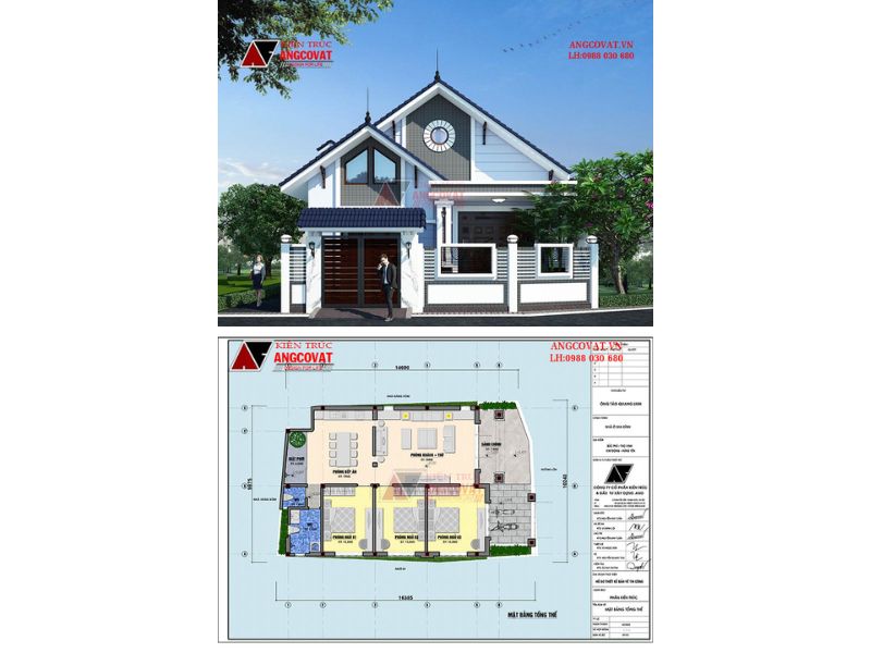 Mẫu biệt thự 1 tầng 120m2 3 phòng ngủ