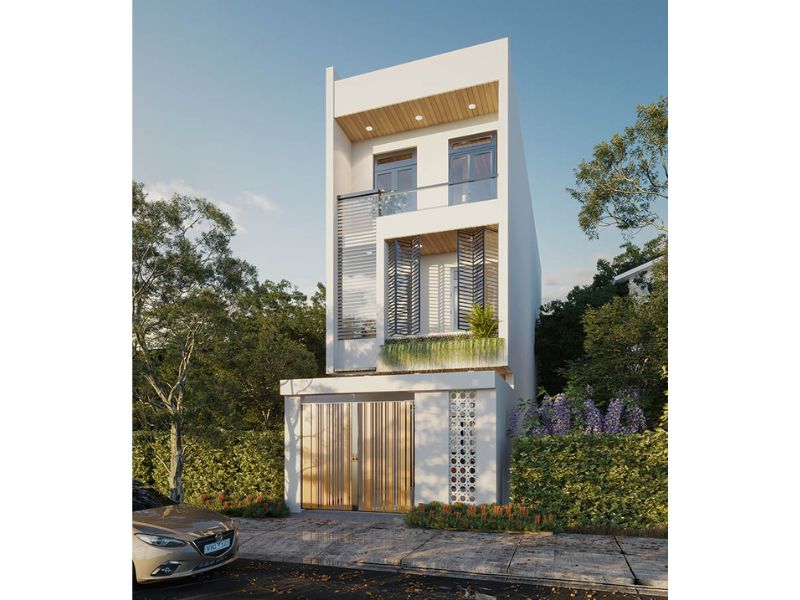 Phong cách nhà ở 3 tầng hiện đại mái bằng