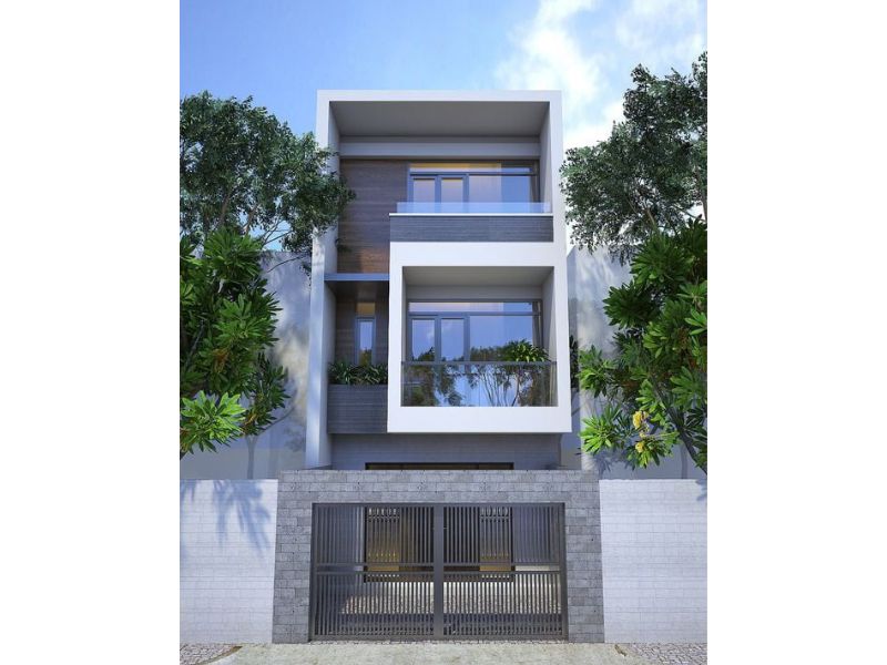 Nhà 3 tầng có khoảng sân rộng trước mặt tiền