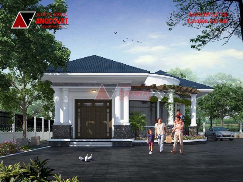Phối cảnh mặt bằng biệt thự cấp 4 1 tầng diện tích 200m2