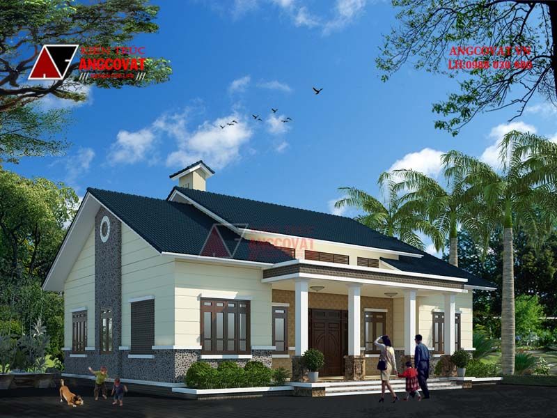 Ngoại thất nhà cấp 4 200m2 mặt tiền 16m