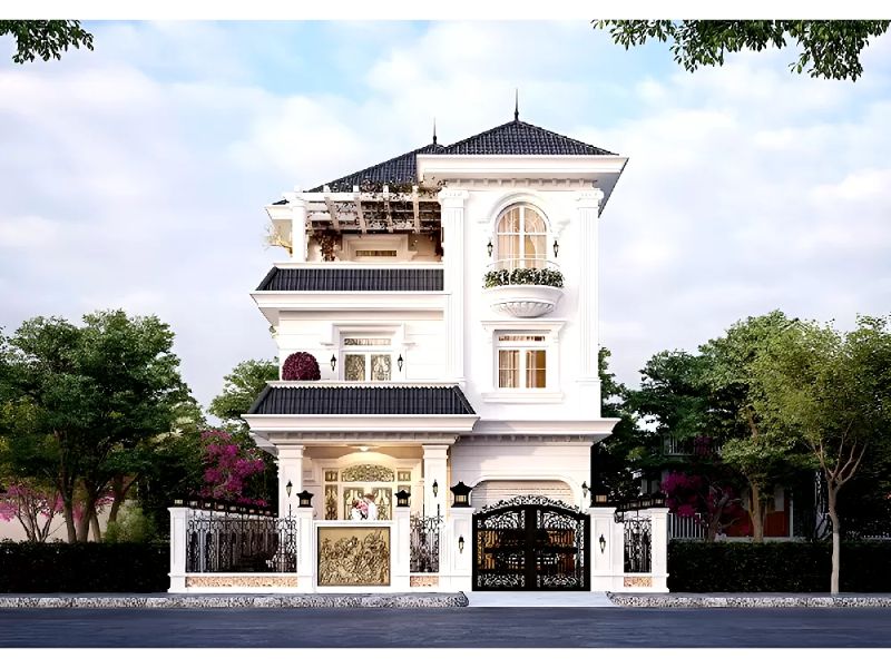 Biệt thự tân cổ điển mái Nhật vừa bề thế lại tối ưu khả năng thoát nước và chống nóng