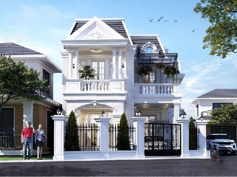 Vận dụng khéo léo vật liệu sắt thẩm mỹ trong mẫu biệt thự tân cổ điển chữ L 