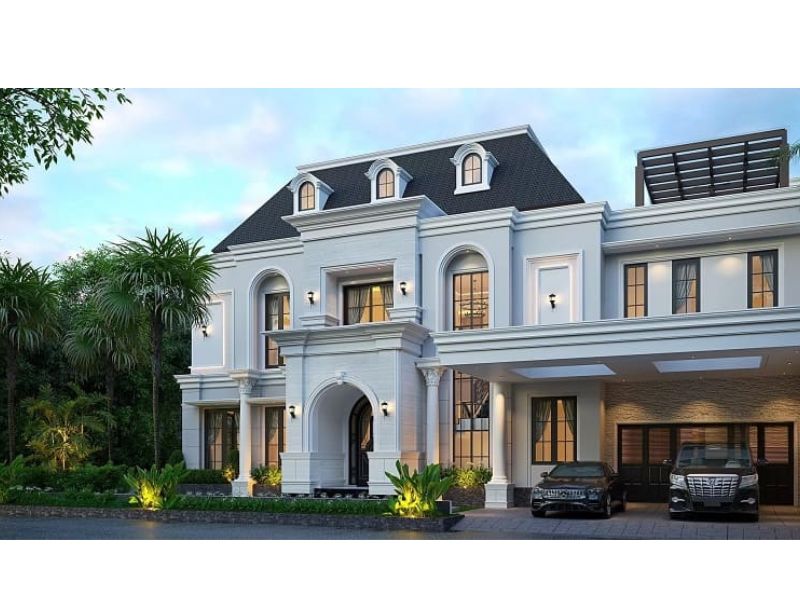 Biệt thự 2 tầng 1 tum tân cổ điển có sân vườn xanh mát