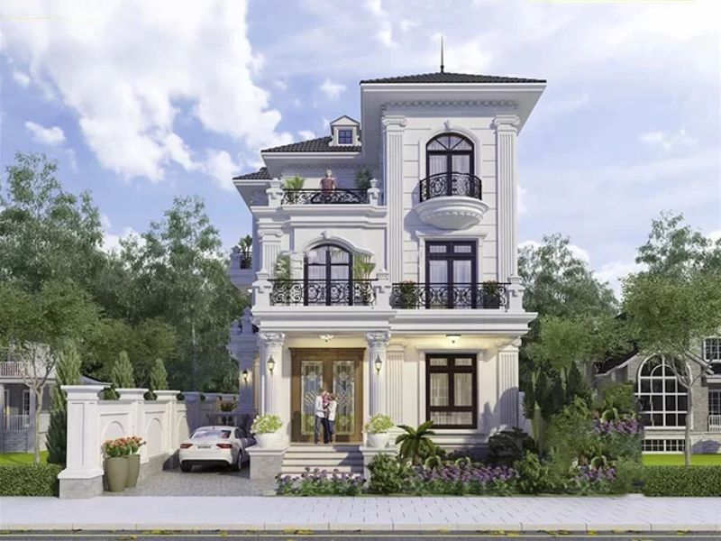 Sự lồng ghép khéo léo giữa kiến trúc và thiên nhiên trong ngôi biệt thự 2 tầng 1 tum tân cổ điển