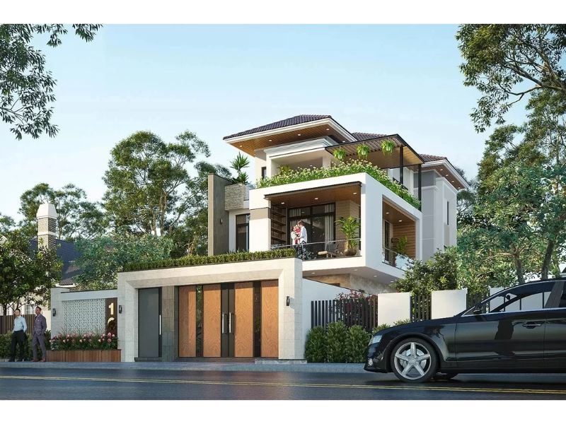 Xây nhà 2 tầng 110m2 mái Nhật vừa đẹp vừa chống nóng, thoát nước tốt