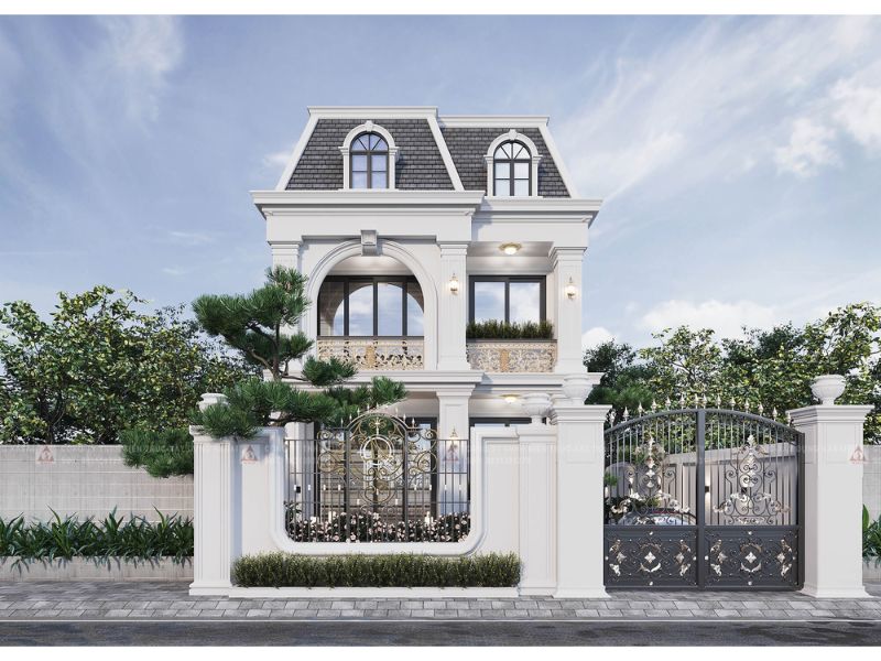 Mẫu nhà 2 tầng 110m2 mái Mansard nổi bật chi phí đầu tư dưới 2 tỷ