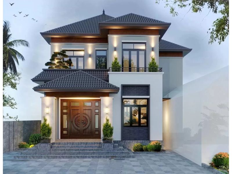 Nhà 2 tầng mái Nhật mặt tiền 8m