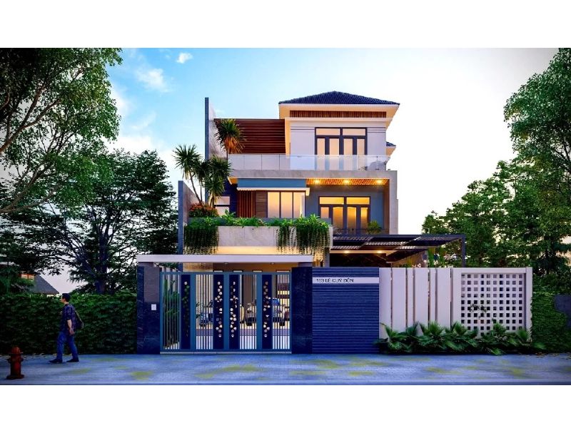 Kiến trúc nhà 3 tầng mái Nhật đẳng cấp