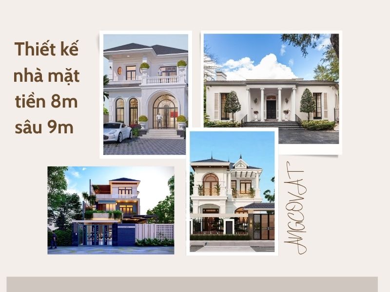 Thiết kế nhà mặt tiền 8m sâu 9m đa dạng kiến trúc