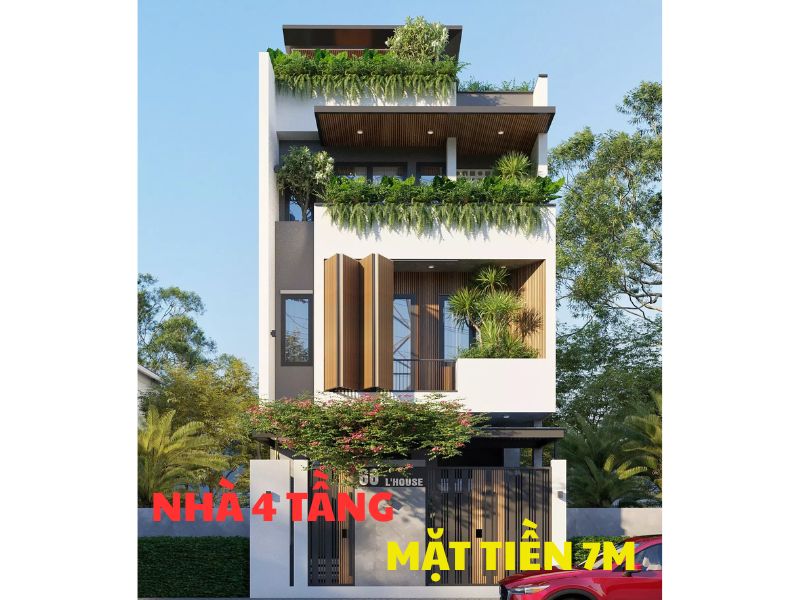 Thiết kế nhà 4 tầng mặt tiền 7m hiện đại