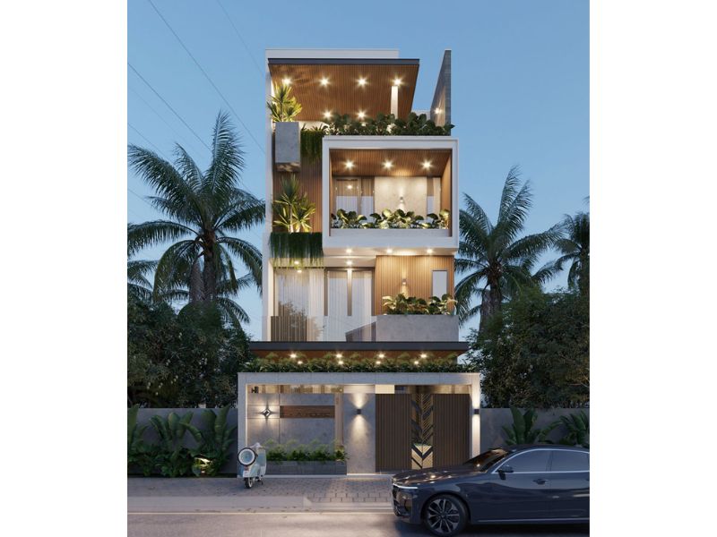 Vẻ đẹp nhẹ nhàng, tinh tế của mẫu nhà 4 tầng mặt tiền 7m