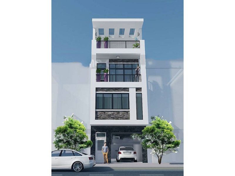 Mẫu nhà 4 tầng mặt tiền 7m có gara để xe tiện lợi