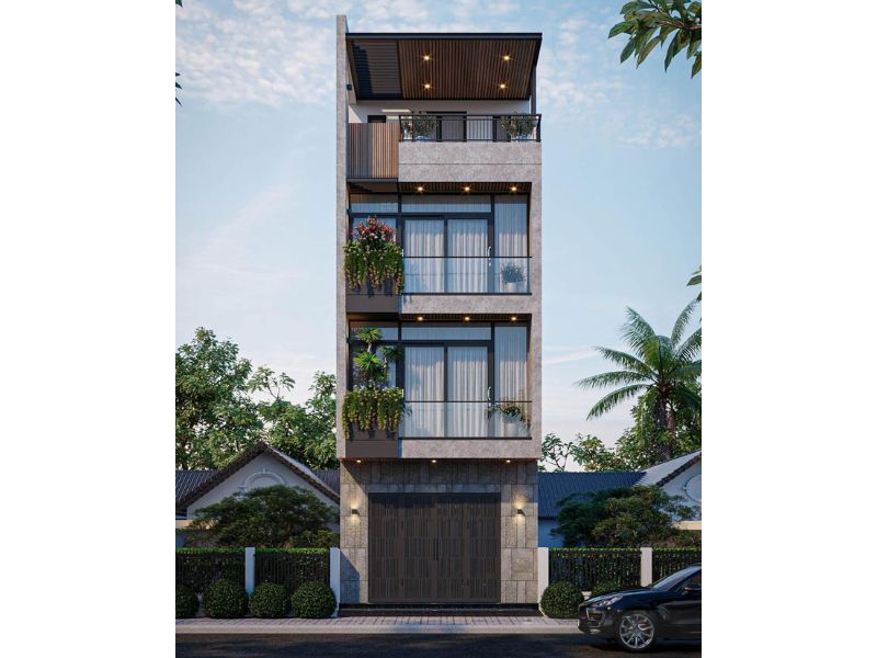 Mẫu nhà 4 tầng mặt phố tối giản mà tinh tế
